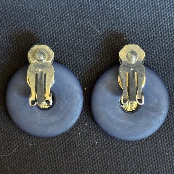 LONNIE LOVNESS Vintage Blue Clip-On Earrings Silver-Tone Snowflake Design - Picture 5 of 7